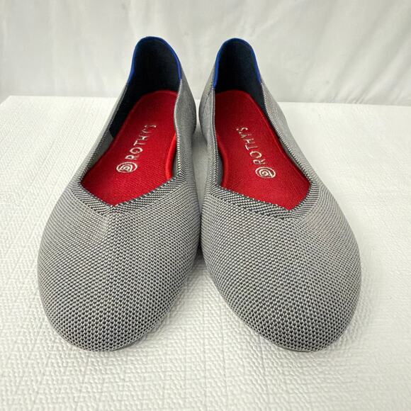 Rothys The Flat Shoes Womens Size 10 Charcoal Gray Knit Round Toe Slip On Ballet - Picture 2 of 9